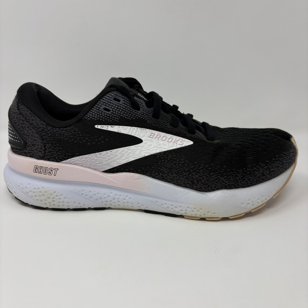 Brooks Ghost 16 Women's Size 8 Black White Pink Running Shoes (1204071B077)